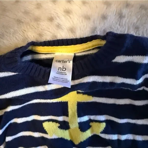 Carter’s Newborn Knit Sweater | Nautical Anchor | Excellent Condition - Picture 2 of 2
